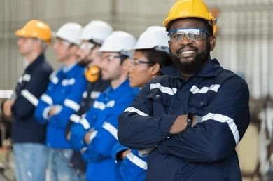 GDPS Ltd licensed electrical engineers in PPE on a Nigerian industrial site